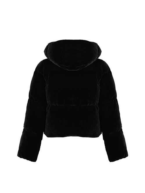 Piumino in velluto con cappuccio Nero Elisabetta Franchi | PI82D56E2110